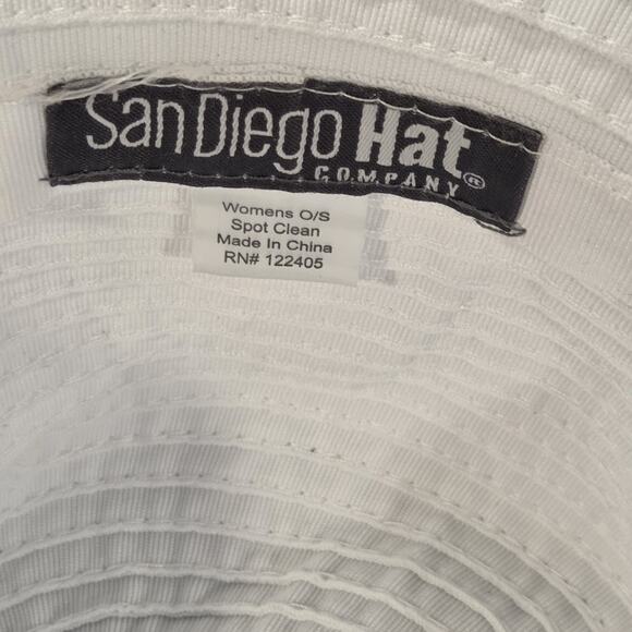 San Diego Hat Co White Packable Wide Brim UPF 50+ Sun Hat Resort Glam
